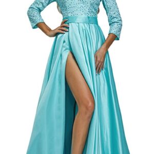 CGTENBS Elongated Banquet Evening Gown Long Slim-fit Long Sleeve Annual Party Performance Dress