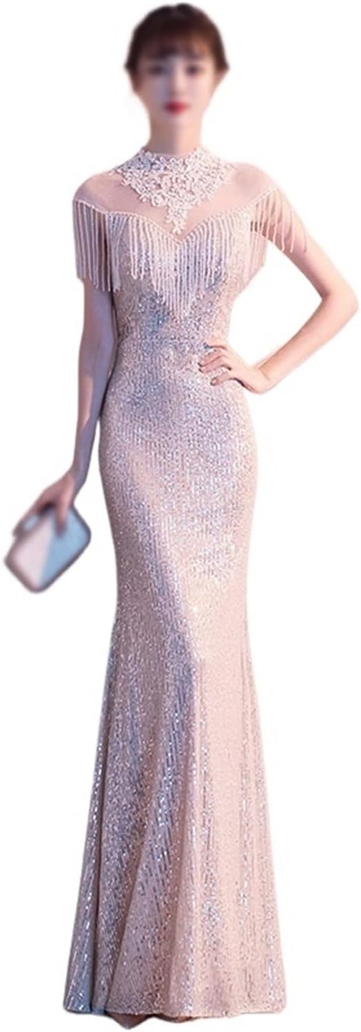 CGTENBS Evening Dress Ladies Spring Banquet Annual Meeting Long Aura Looks Thin(Large)