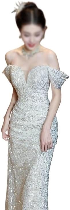 CGTENBS Flat Shoulder Evening Gown for Women Banquet Toasting Dress Slimming - Image 3