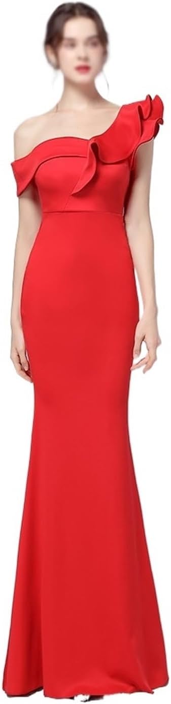 CGTENBS Long Slimming Sexy Dress Easy Shoulder Party Evening Dress Party