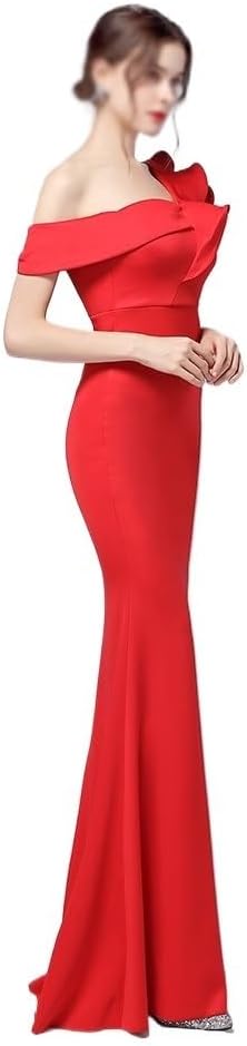 CGTENBS Long Slimming Sexy Dress Easy Shoulder Party Evening Dress Party - Image 3