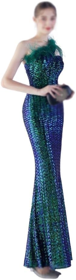 CGTENBS Sequin Vertical Long Slim-fit Dress Evening Gown Ladies Party Girl(3X-Large) - Image 4