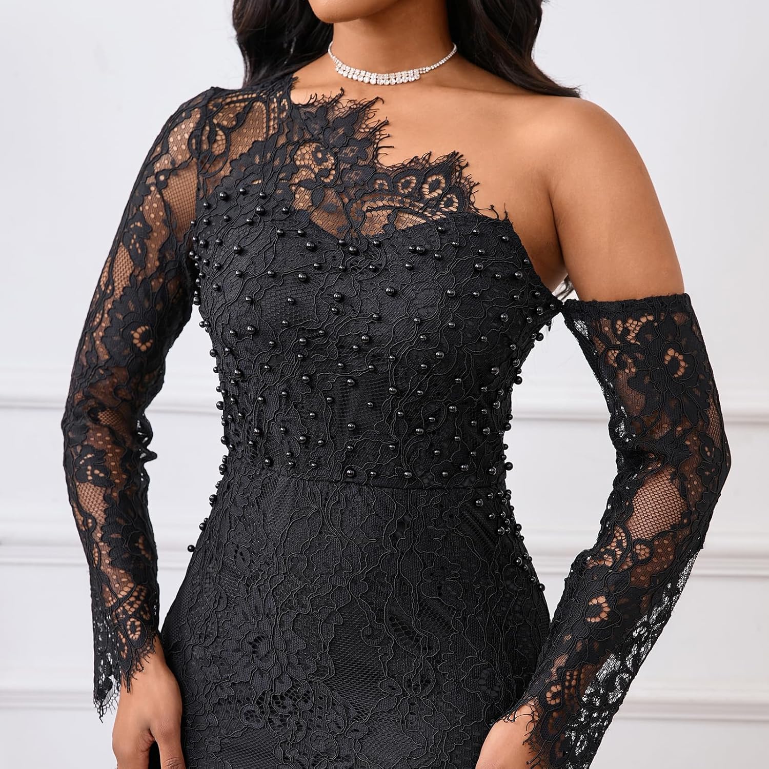 Cololura Women Elegant Floral Lace Patchwork Long Sleeve Evening Gown Party Cocktail Bodycon Dress - Image 6