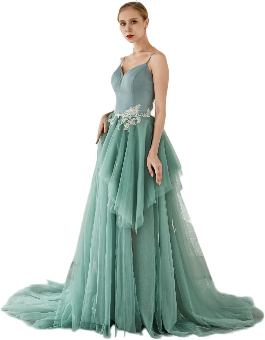 Customized high-end Women's Suspender Evening Dress Women's Fashion Backless Long Cocktail Dress Green - Image 3