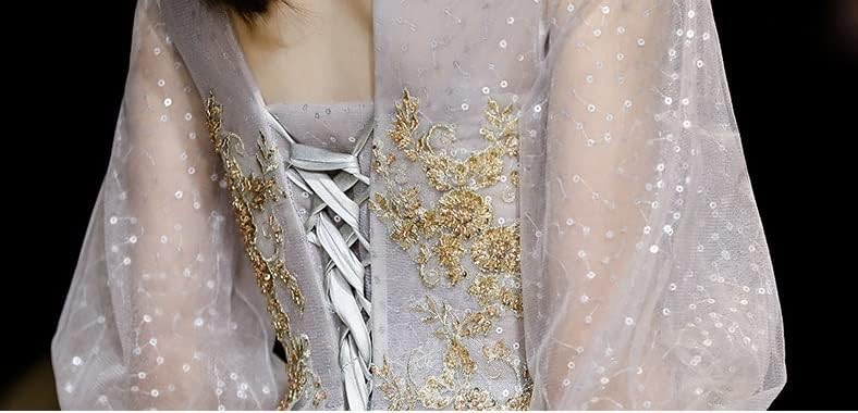 DAVBIR Long Sleeves Prom Dresses Elegant O-Neck Appliques Lace A-line Floor-Length Long Women Evening Gowns Optimal Choice (Color : As Shown, Size : Small) - Image 6