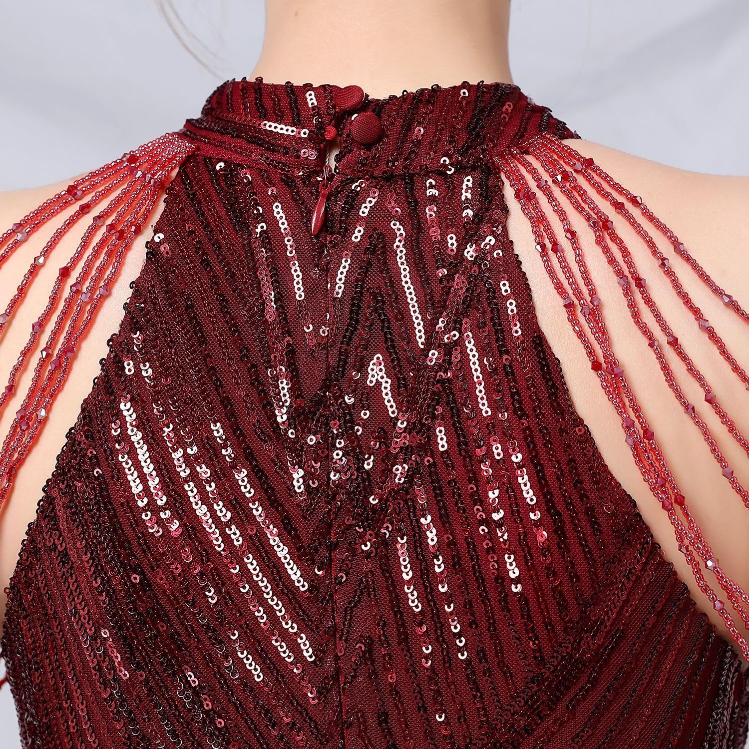 DAVBIR Off Shoulder Sequin Evening Dress Skinny Long Dress Women's Party,Elegant Long Neckline Sequin Fishtail Evening Dress - Image 3