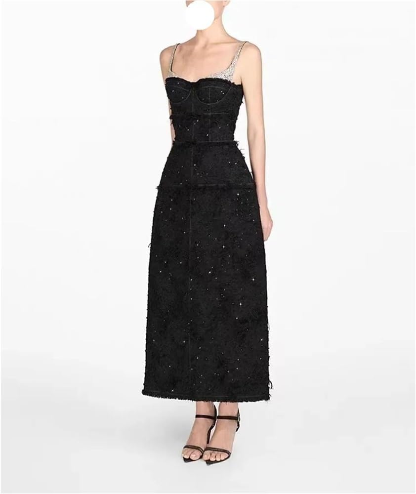 DHFIRUFSHLO Women's Black Strapless Gown Slim Waist Evening Dress Chinese Style Formal Party - Image 6