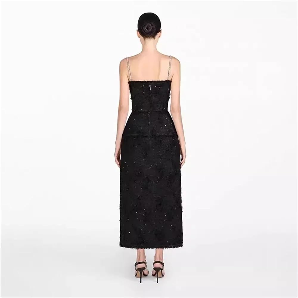 DHFIRUFSHLO Women's Black Strapless Gown Slim Waist Evening Dress Chinese Style Formal Party - Image 5