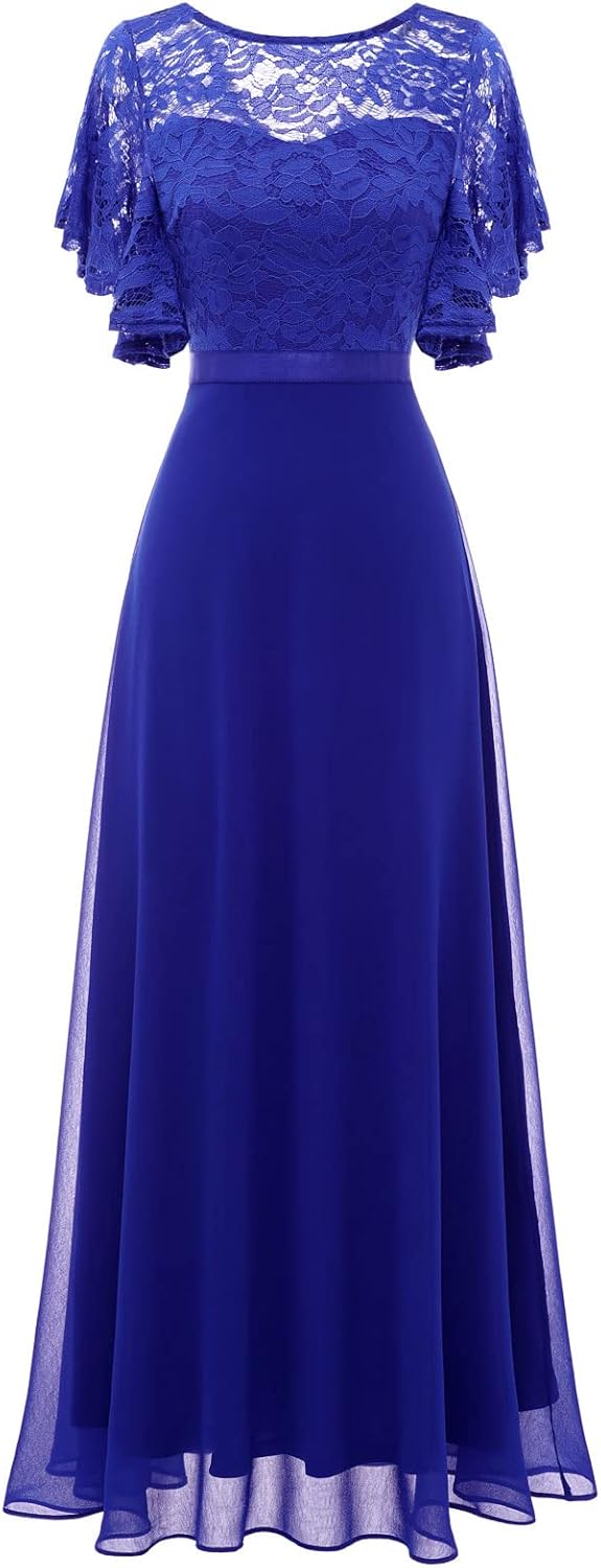 DRESSTELLS Womens Formal Dresses for Wedding Guest Bridesmaid Long Prom Empire Waist Lace Dress Evening Gown 2025 - Image 6