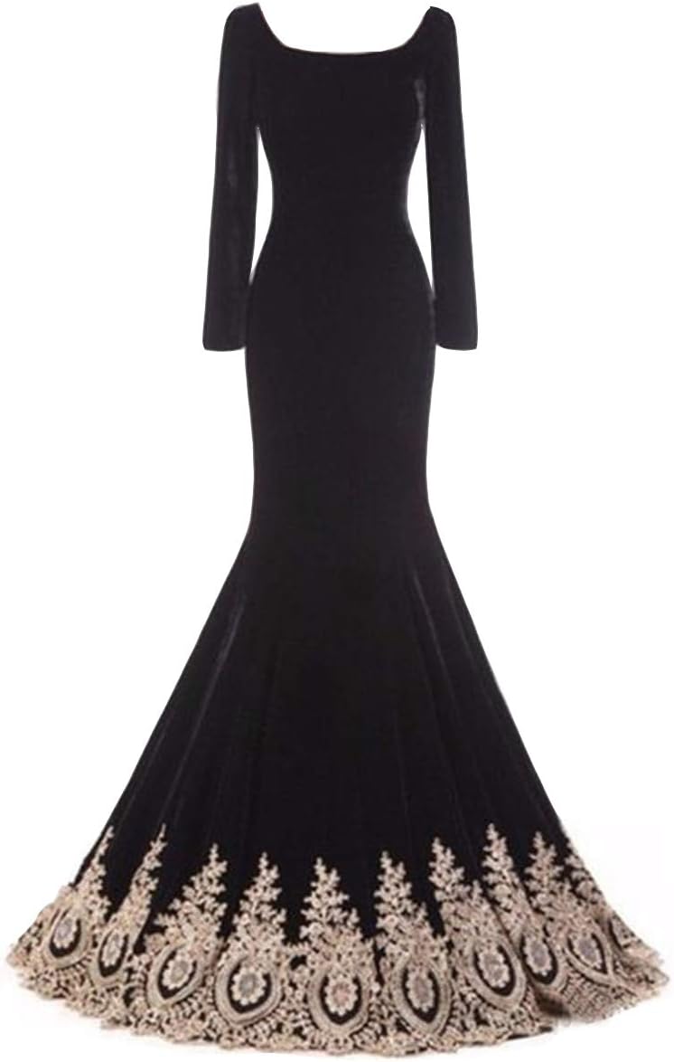 Emmani Women's Long Sleeve Velvet Evening Dress Mermaid Prom Party Dresses - Image 11