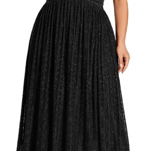 Ever-Pretty Women's A Line V Neck Glitter Short Sleeves Pleated Plus Size Formal Evening Dresses 11961-DA