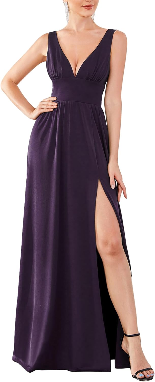 Ever-Pretty Women's Bridesmaid Dresses Deep V-Neck Sleeveless Side Slit Floor Length Wedding Guest Dress 0168B - Image 19
