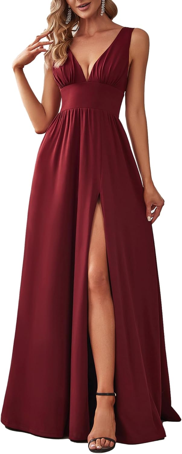 Ever-Pretty Women's Bridesmaid Dresses Deep V-Neck Sleeveless Side Slit Floor Length Wedding Guest Dress 0168B - Image 15