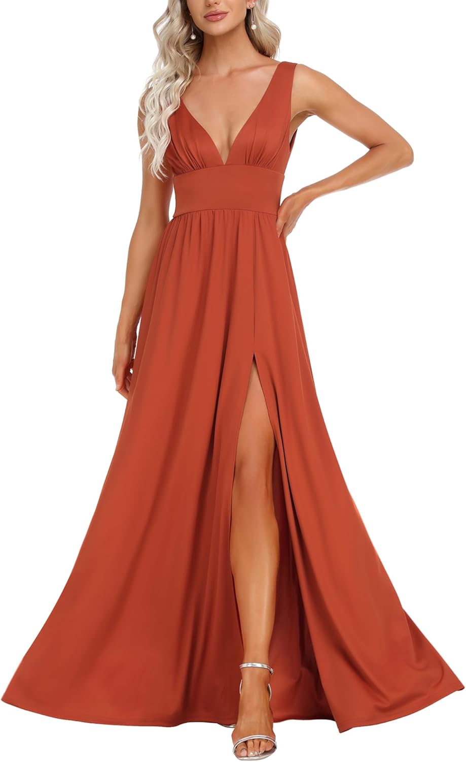 Ever-Pretty Women's Bridesmaid Dresses Deep V-Neck Sleeveless Side Slit Floor Length Wedding Guest Dress 0168B - Image 11