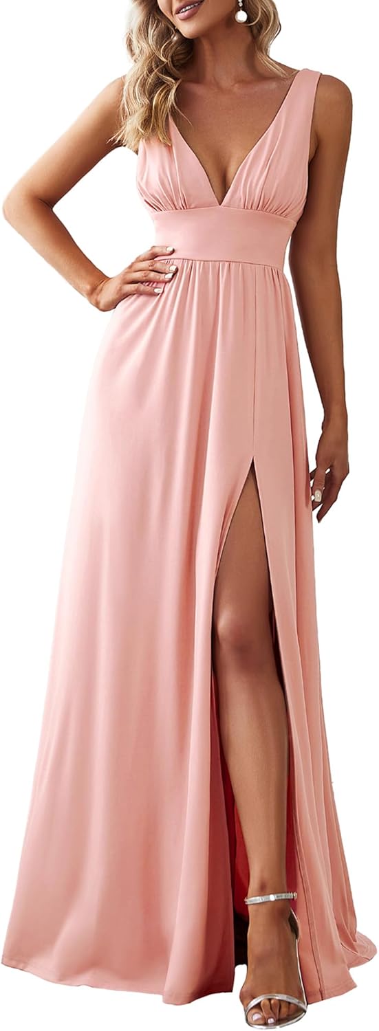 Ever-Pretty Women's Bridesmaid Dresses Deep V-Neck Sleeveless Side Slit Floor Length Wedding Guest Dress 0168B - Image 20