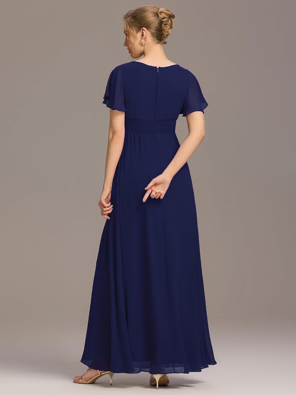 Ever-Pretty Women's Classic Round Neck Short Sleeves Chiffon Floor Length Bridesmaid Dress 01840-PH - Image 2