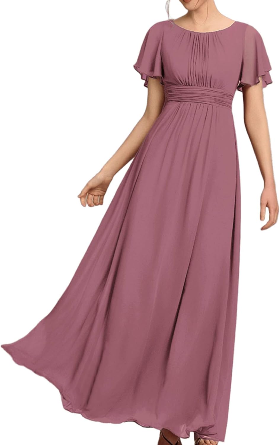 Ever-Pretty Women's Classic Round Neck Short Sleeves Chiffon Floor Length Bridesmaid Dress 01840-PH - Image 16