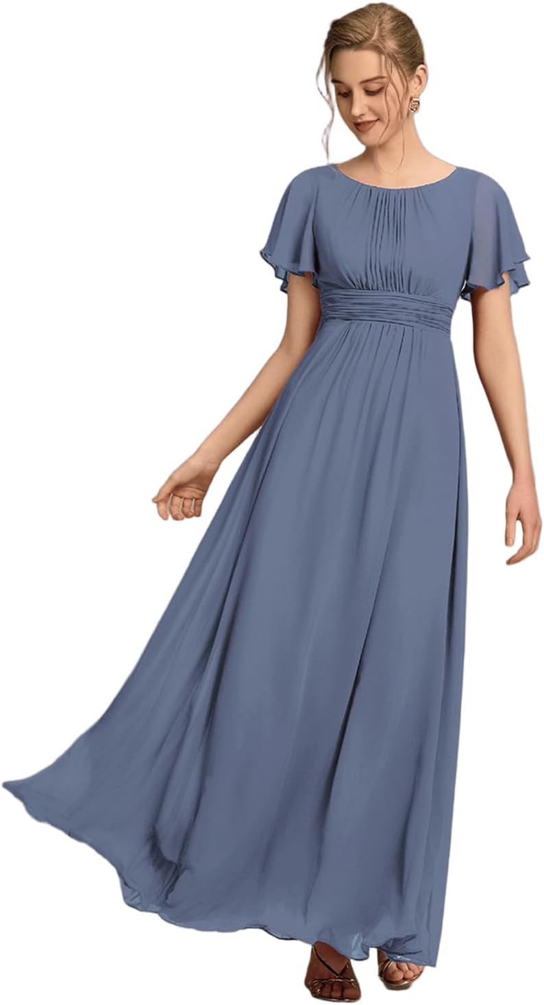 Ever-Pretty Women's Classic Round Neck Short Sleeves Chiffon Floor Length Bridesmaid Dress 01840-PH - Image 8