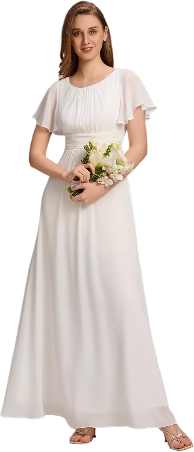 Ever-Pretty Women's Classic Round Neck Short Sleeves Chiffon Floor Length Bridesmaid Dress 01840-PH - Image 19