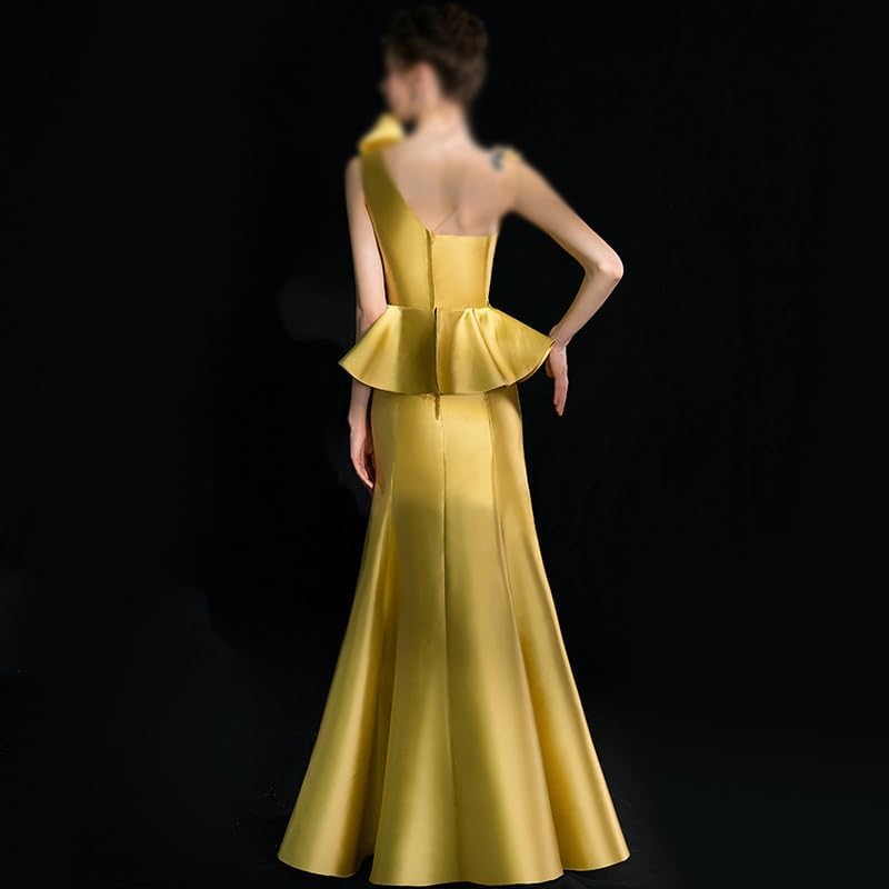 Golden Evening Dress Women's Banquet Long Annual Meeting Evening Performance Dress - Image 3