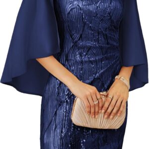 GRACE KARIN 2025 Women's Sequin Dress Mother of The Bride Dress with Chiffon Shrug Formal Wedding Guest Party Dresses