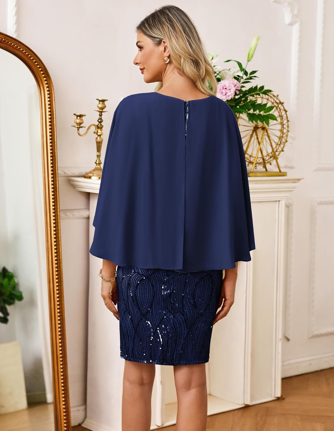 GRACE KARIN 2025 Women's Sequin Dress Mother of The Bride Dress with Chiffon Shrug Formal Wedding Guest Party Dresses - Image 6