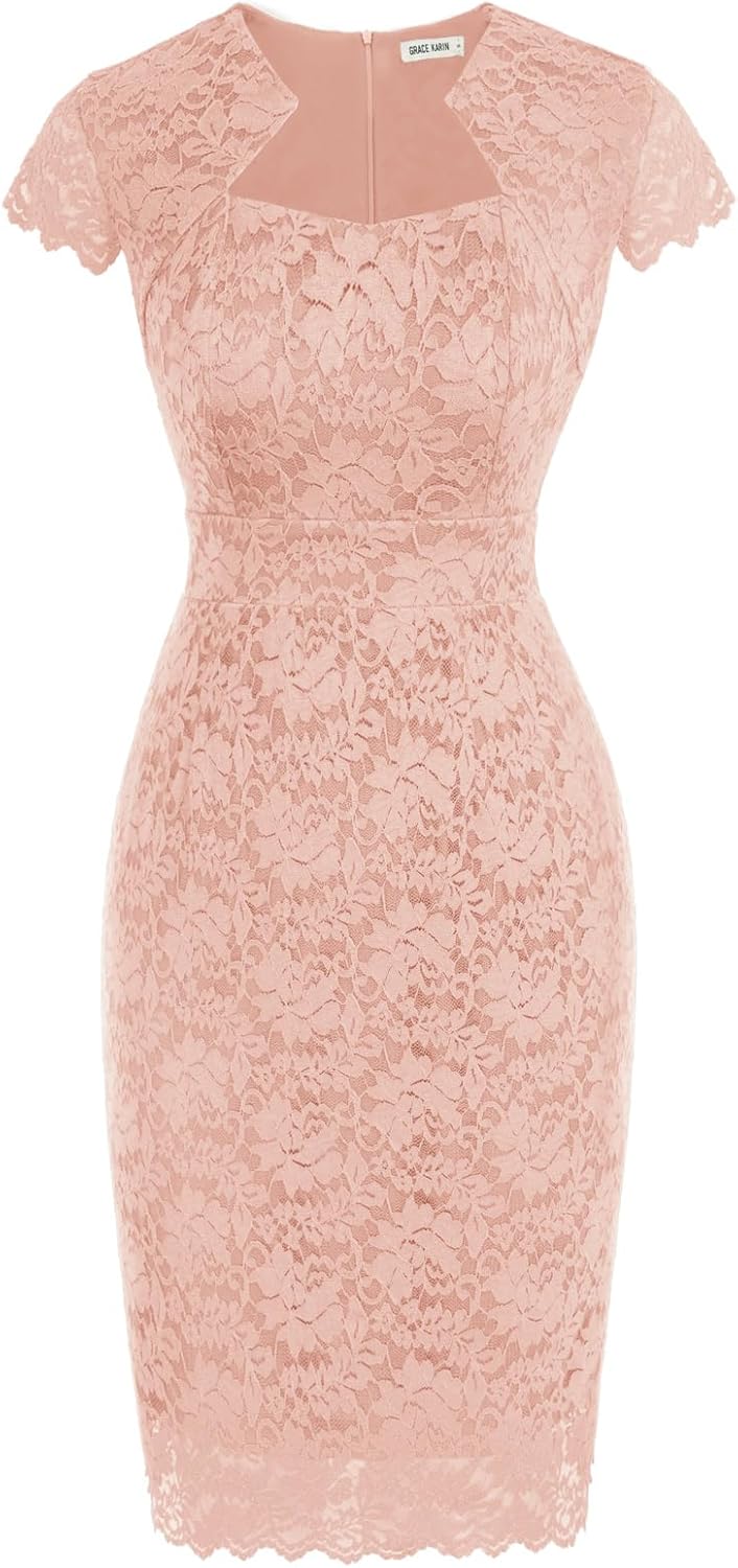GRACE KARIN Cocktail Dress for Women Cap Sleeve Lace Dress for Wedding Guest Business Casual Dresses - Image 13
