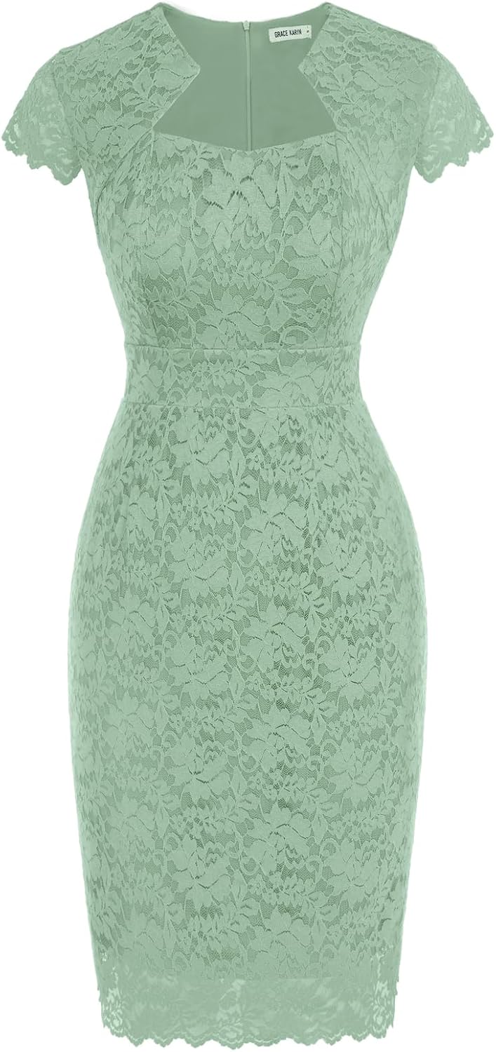 GRACE KARIN Cocktail Dress for Women Cap Sleeve Lace Dress for Wedding Guest Business Casual Dresses - Image 10