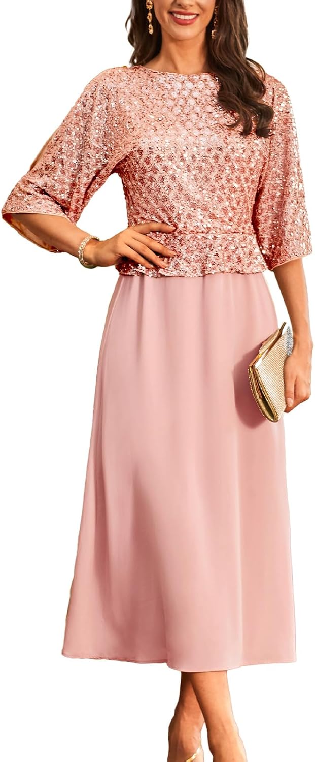 GRACE KARIN Sequin Dress for Women 2025 Mother of The Bride Dresses Wedding Guest Formal Chiffon Evening Gown - Image 7