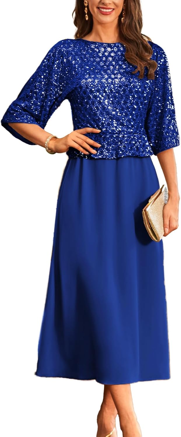 GRACE KARIN Sequin Dress for Women 2025 Mother of The Bride Dresses Wedding Guest Formal Chiffon Evening Gown - Image 15