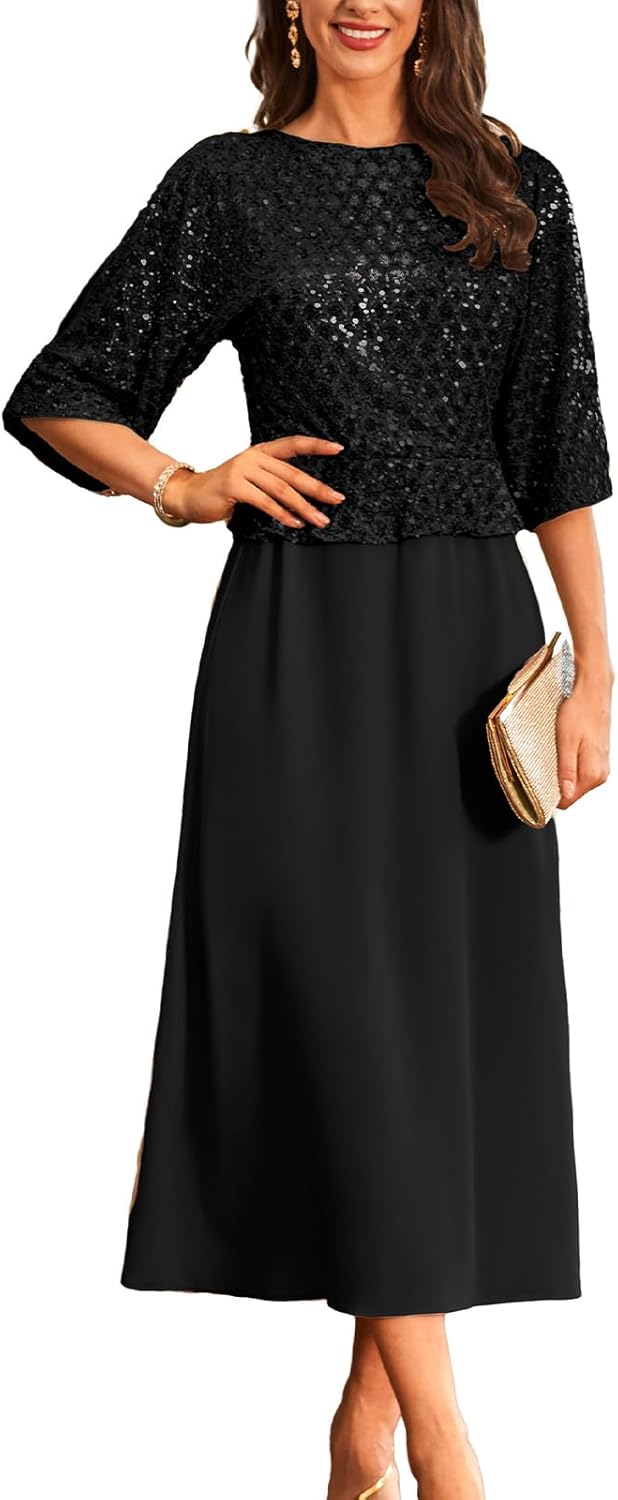 GRACE KARIN Sequin Dress for Women 2025 Mother of The Bride Dresses Wedding Guest Formal Chiffon Evening Gown - Image 10