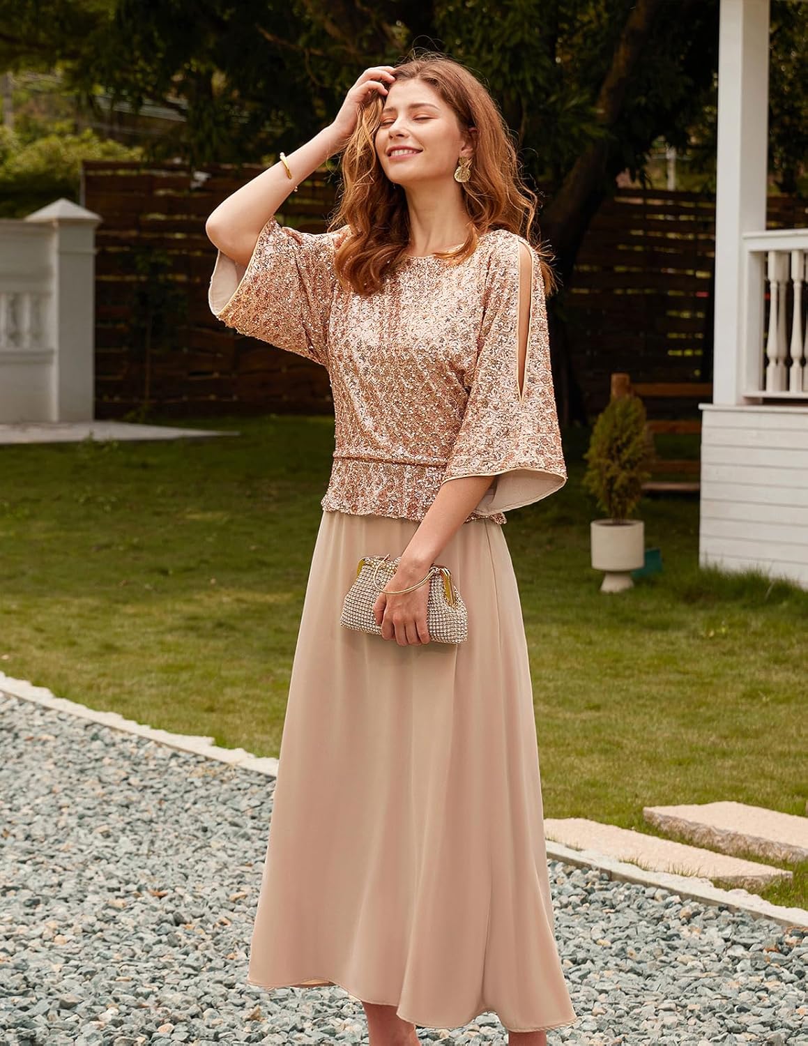 GRACE KARIN Sequin Dress for Women 2025 Mother of The Bride Dresses Wedding Guest Formal Chiffon Evening Gown - Image 5