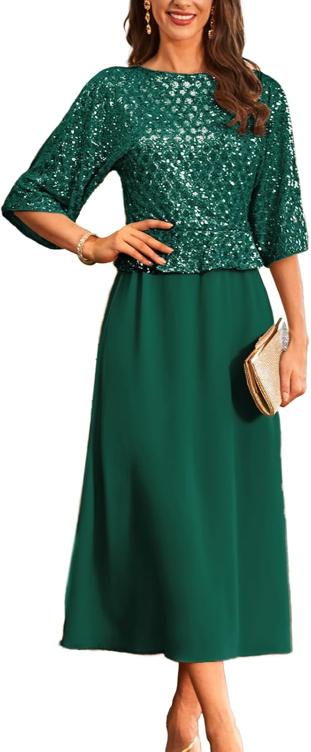 GRACE KARIN Sequin Dress for Women 2025 Mother of The Bride Dresses Wedding Guest Formal Chiffon Evening Gown - Image 11