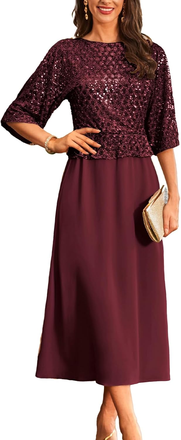 GRACE KARIN Sequin Dress for Women 2025 Mother of The Bride Dresses Wedding Guest Formal Chiffon Evening Gown - Image 12