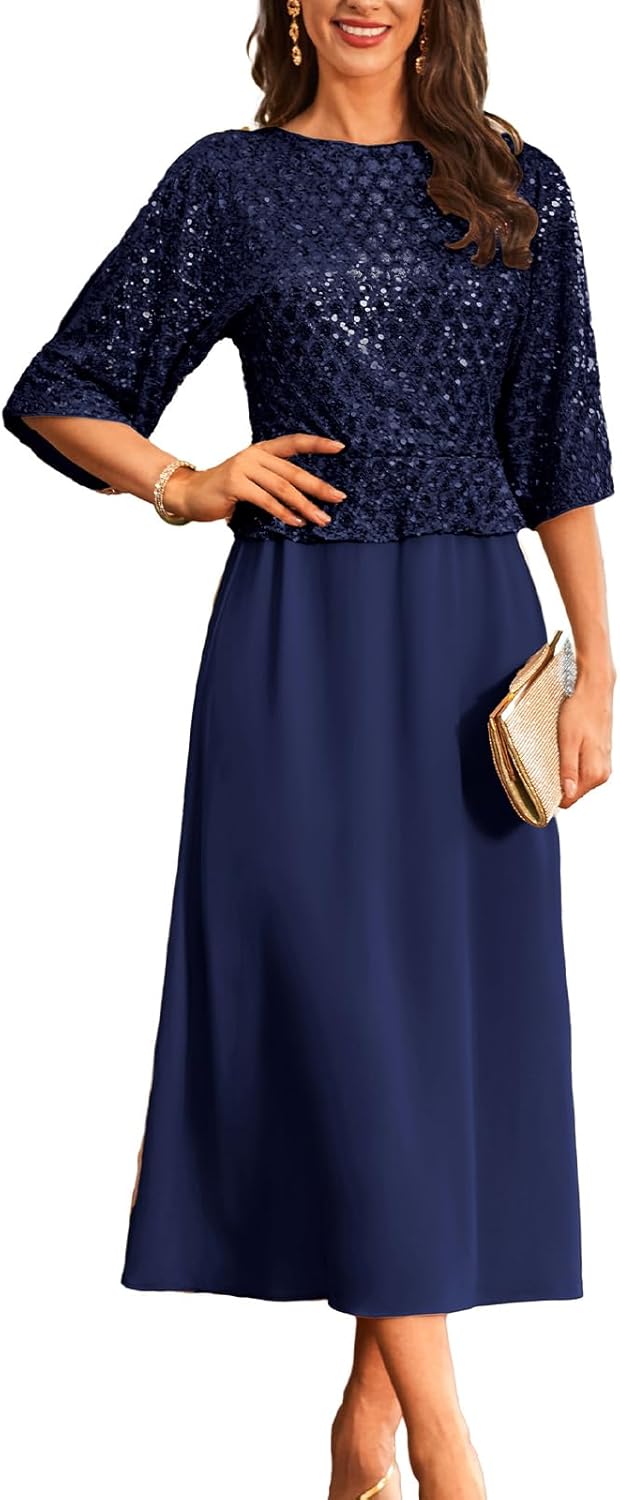 GRACE KARIN Sequin Dress for Women 2025 Mother of The Bride Dresses Wedding Guest Formal Chiffon Evening Gown - Image 13