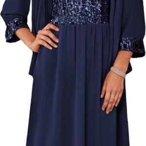 GRACE KARIN Wedding Guest Dress Mother of The Bride Dresses Two Piece Formal Sequin Dress with Jacket Tea Length 2025