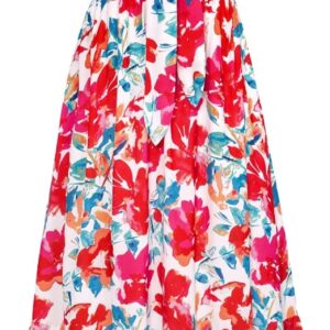 GRACE KARIN Women's 2025 Summer Maxi Dress Floral Tie Front Spaghetti Strap Casual Boho Beach Flowy Sundress with Pockets