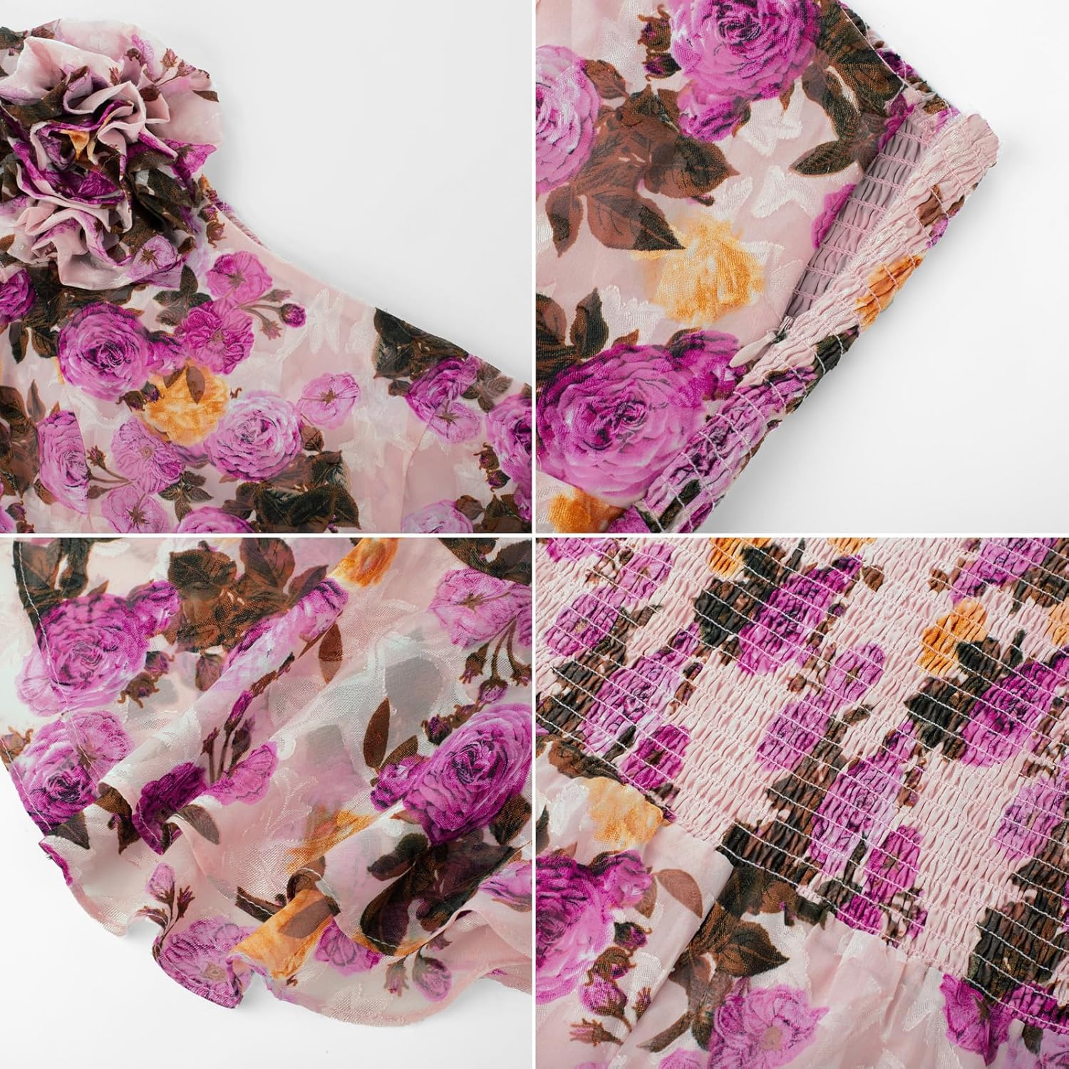 GRACE KARIN Womens Summer One Shoulder Sleeveless Dresses Floral Flowy Ruffle High Low Wedding Guest Maxi Sundresses - Image 8