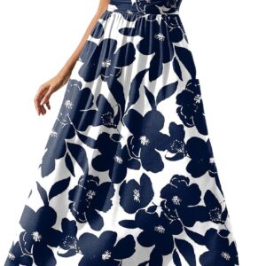 Gracyoga Women's Summer Dresses 2025 Short Sleeve Maxi Dress Casual V Neck Flowy Sundress with Pockets