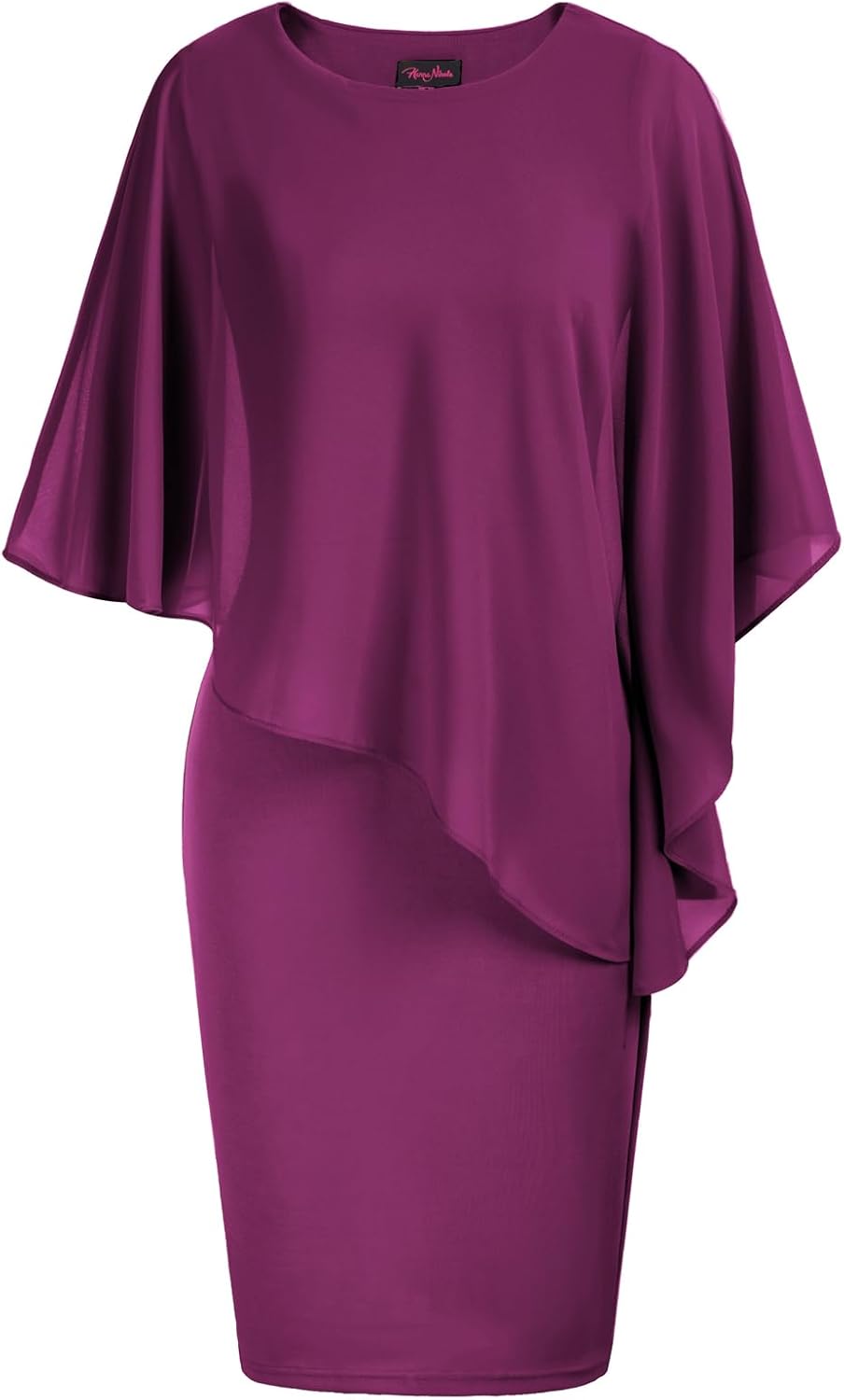 Hanna Nikole Women's Sleeveless Cape Dress with Chiffon Overlay Sequin Bodycon Pencil Dress - Image 10