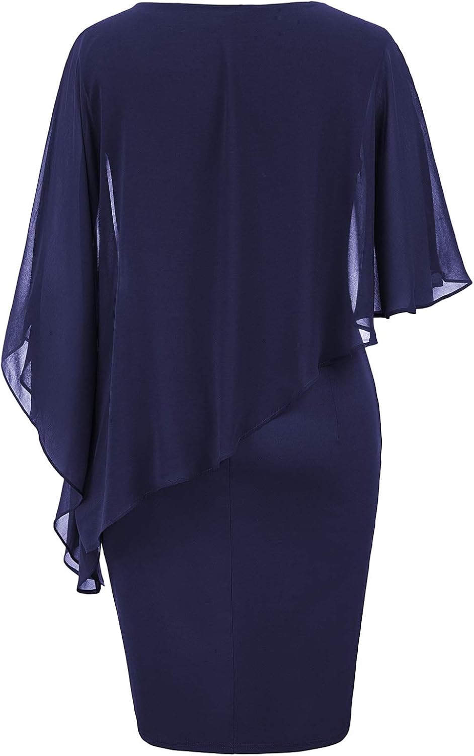 Hanna Nikole Women's Sleeveless Cape Dress with Chiffon Overlay Sequin Bodycon Pencil Dress - Image 2