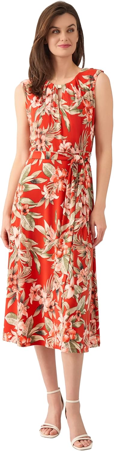 Kasper Women's Sleeveless Printed Faux Wrap Dress