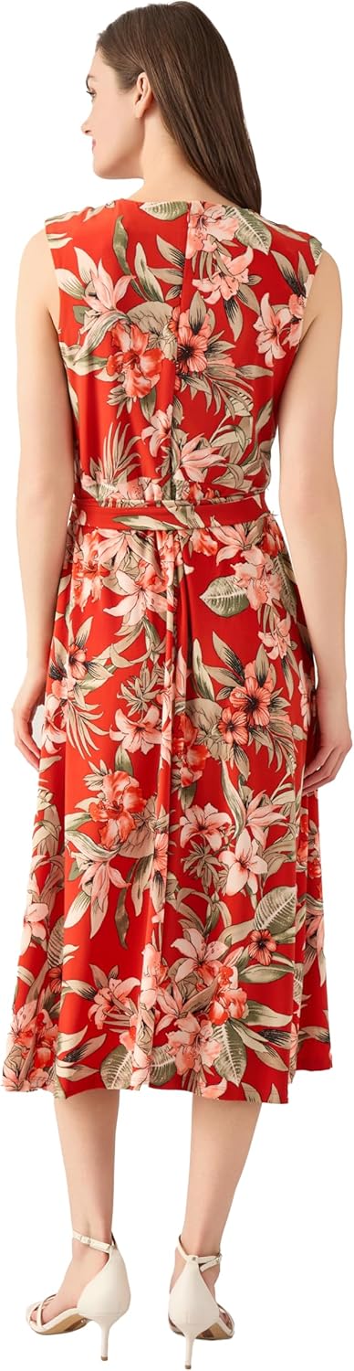 Kasper Women's Sleeveless Printed Faux Wrap Dress - Image 3