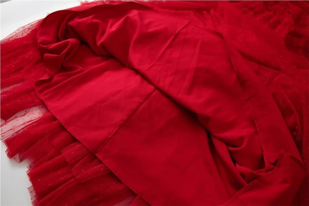 KswyyuwxgqI Women's O-Neck Ball Gown Dresses Mesh Zipper Short Sleeve Striped Holiday Evening Formal Long Dress - Image 5