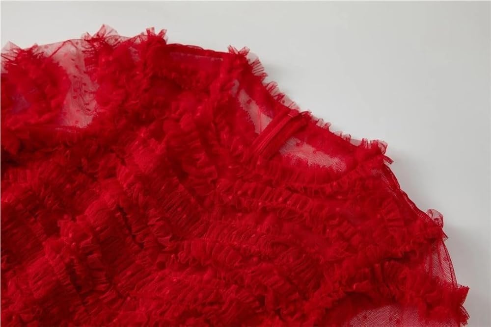 KswyyuwxgqI Women's O-Neck Ball Gown Dresses Mesh Zipper Short Sleeve Striped Holiday Evening Formal Long Dress - Image 3