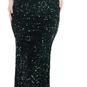 Madam Uniq Women Cross Strappy Evening Gown Sequin Maxi Mermaid Cocktail Holiday Mesh V Neck Formal Wedding Dress