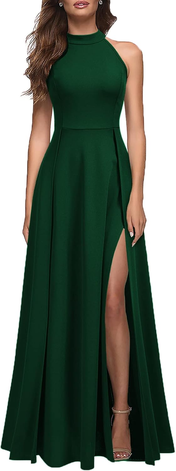 MUSHARE Women's Halter Neck Sexy Split Cocktail Party Maxi Long Formal Dress - Image 10