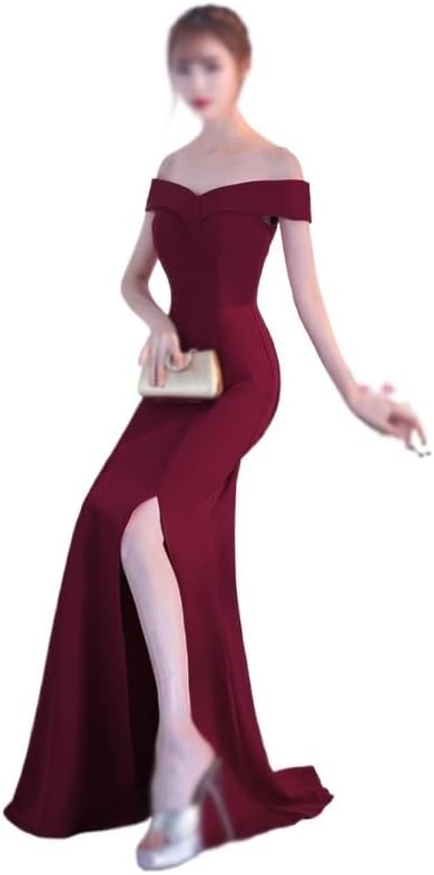 MVUYO Evening Gown Long Shoulder Dress Long Dress Dinner Dress Wedding Evening Dress(Large) - Image 3