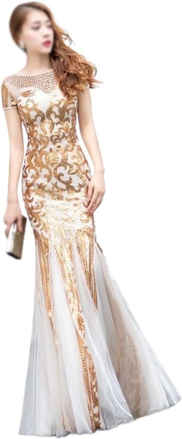 ONMYJFD Evening Dress Spring Long Sequin Banquet Evening Wear Slimming Annual Performance Evening Dress