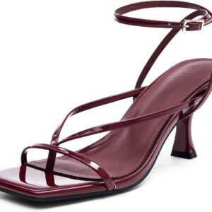 PiePieBuy Women's Lace Up Heeled Sandals Square Flip Flop High Heels Strappy Party Shoes